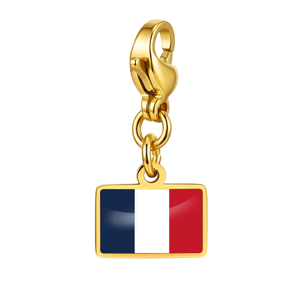 DIY handmade gift decoration accessories, including national flag pendant, lobster clasp pendant, paperclip bracelet, and necklace.