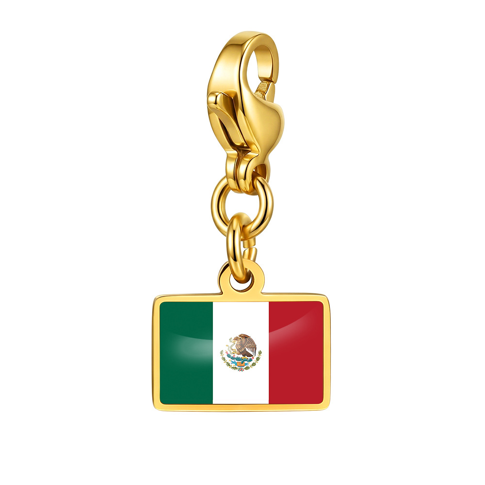 DIY handmade gift decoration accessories, including national flag pendant, lobster clasp pendant, paperclip bracelet, and necklace.