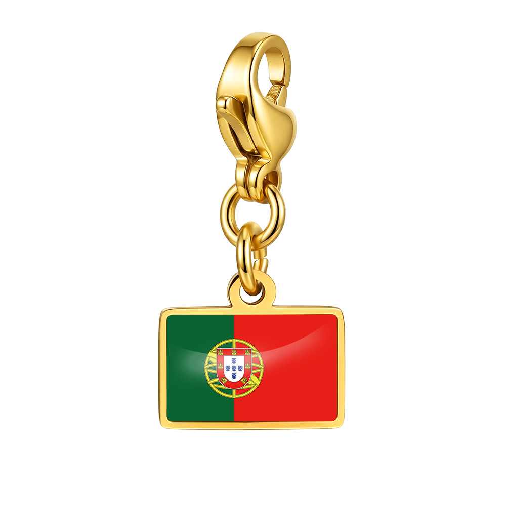 DIY handmade gift decoration accessories, including national flag pendant, lobster clasp pendant, paperclip bracelet, and necklace.