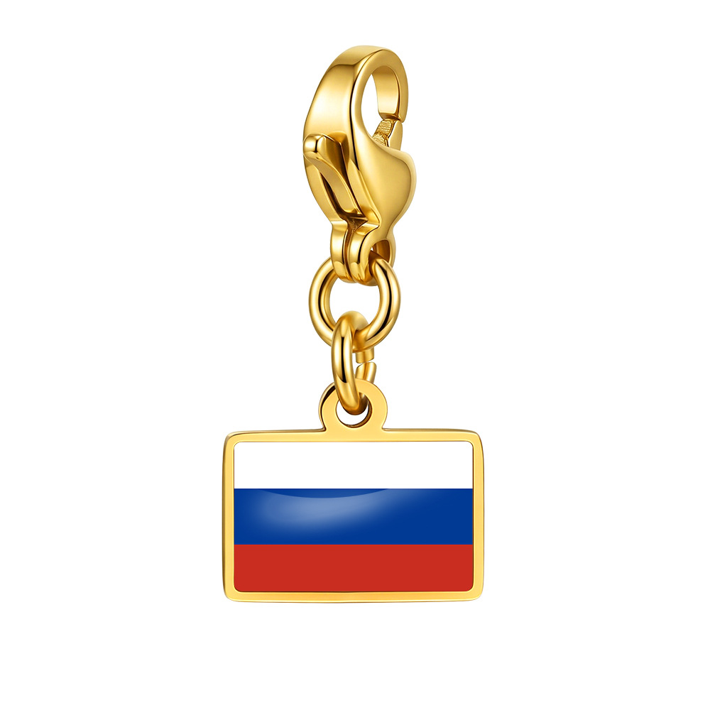 DIY handmade gift decoration accessories, including national flag pendant, lobster clasp pendant, paperclip bracelet, and necklace.