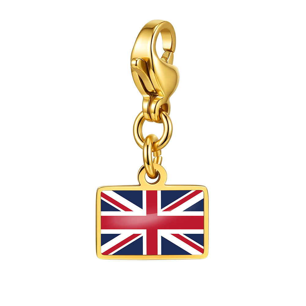 DIY handmade gift decoration accessories, including national flag pendant, lobster clasp pendant, paperclip bracelet, and necklace.