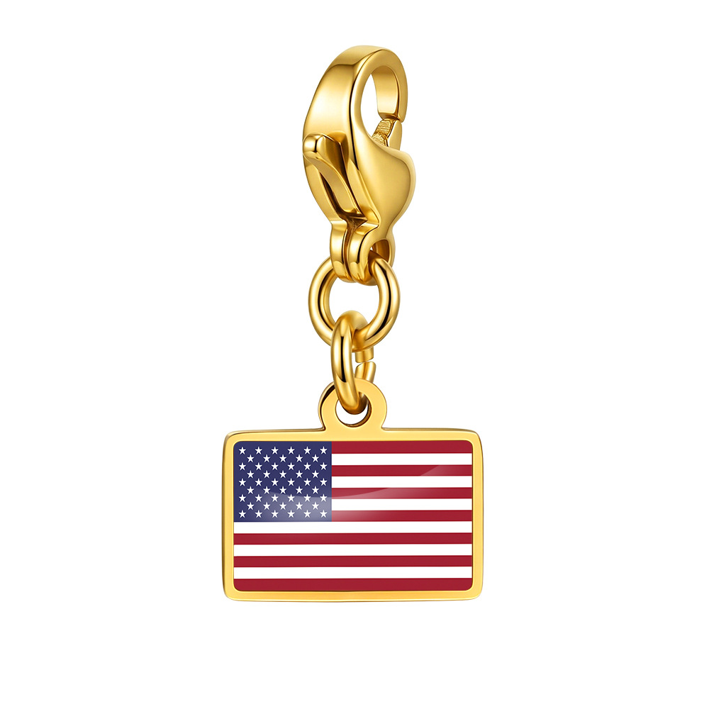 DIY handmade gift decoration accessories, including national flag pendant, lobster clasp pendant, paperclip bracelet, and necklace.