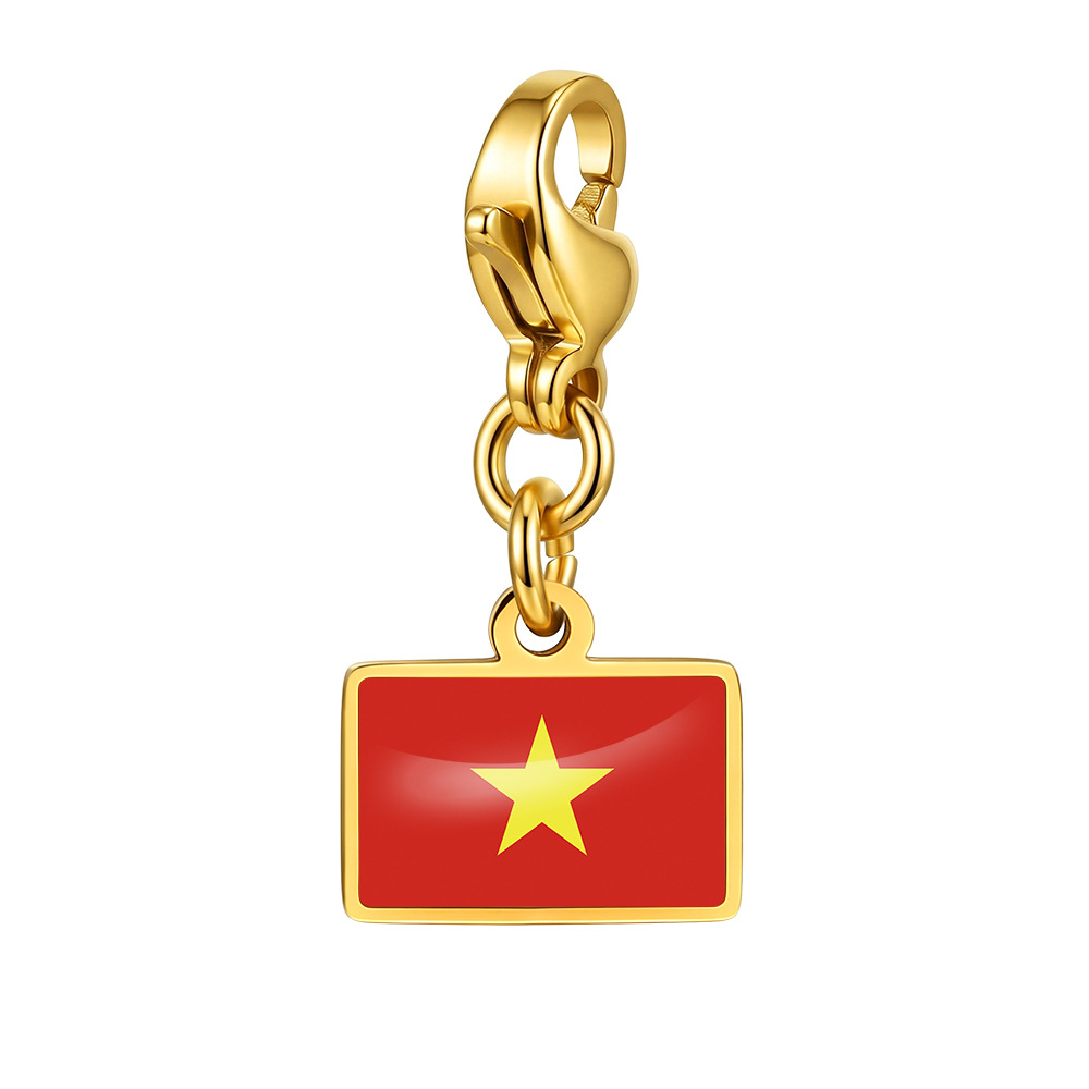 DIY handmade gift decoration accessories, including national flag pendant, lobster clasp pendant, paperclip bracelet, and necklace.