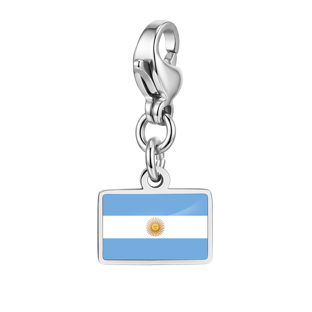 DIY handmade gift decoration accessories, including national flag pendant, lobster clasp pendant, paperclip bracelet, and necklace.