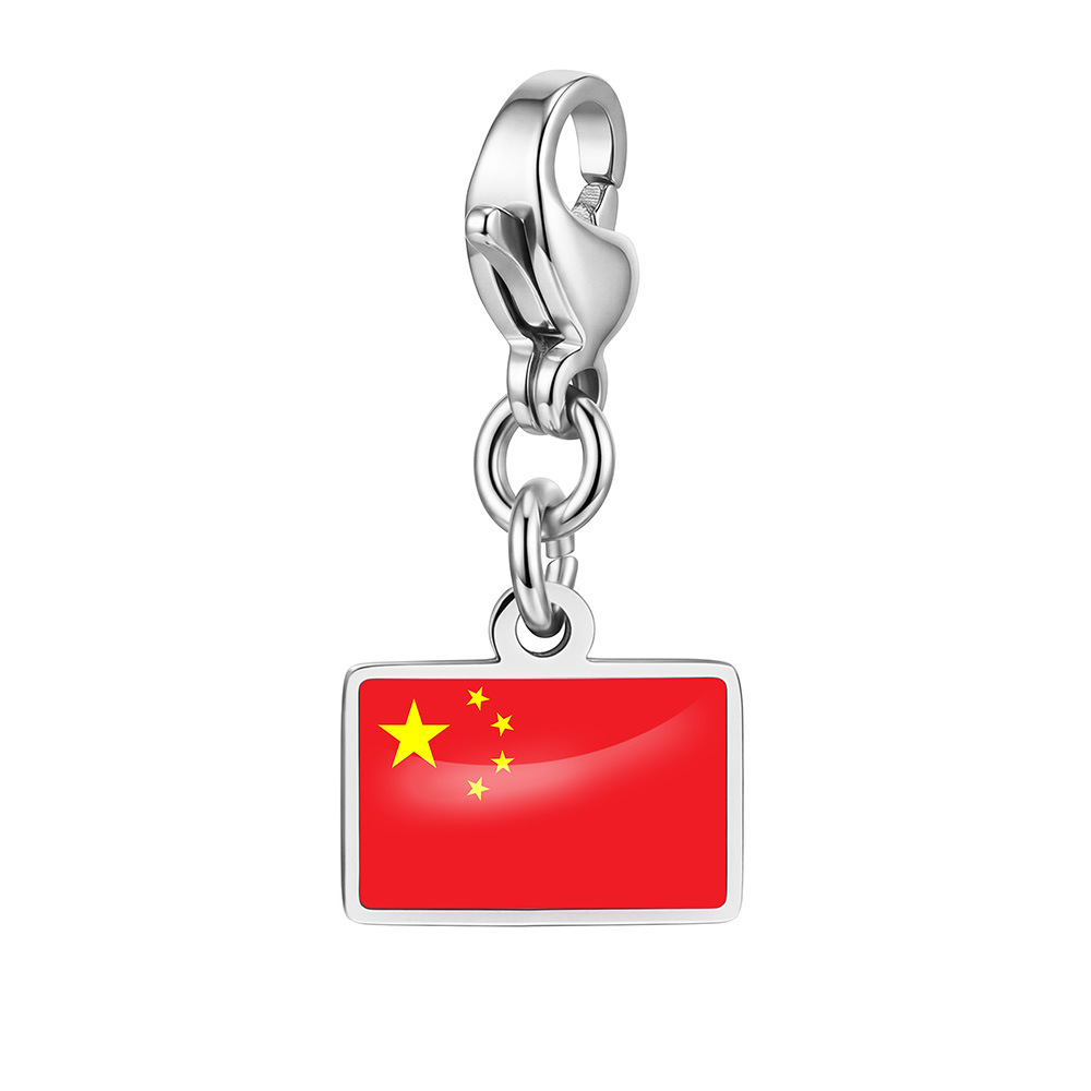 DIY handmade gift decoration accessories, including national flag pendant, lobster clasp pendant, paperclip bracelet, and necklace.