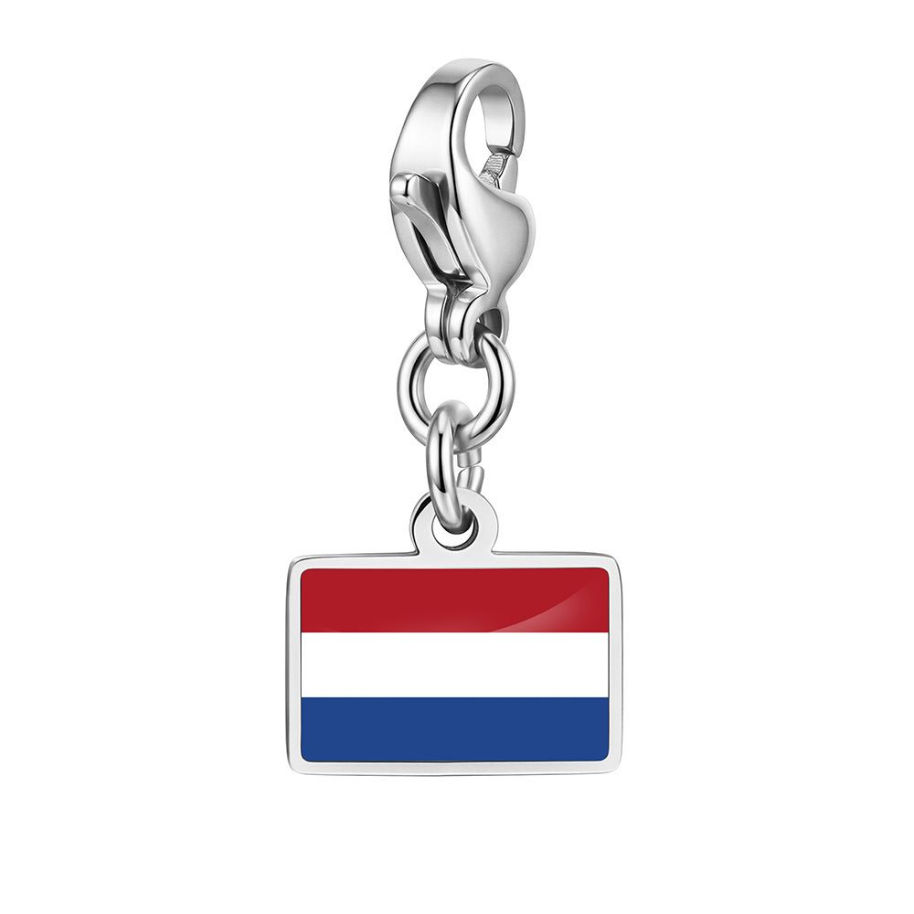 DIY handmade gift decoration accessories, including national flag pendant, lobster clasp pendant, paperclip bracelet, and necklace.