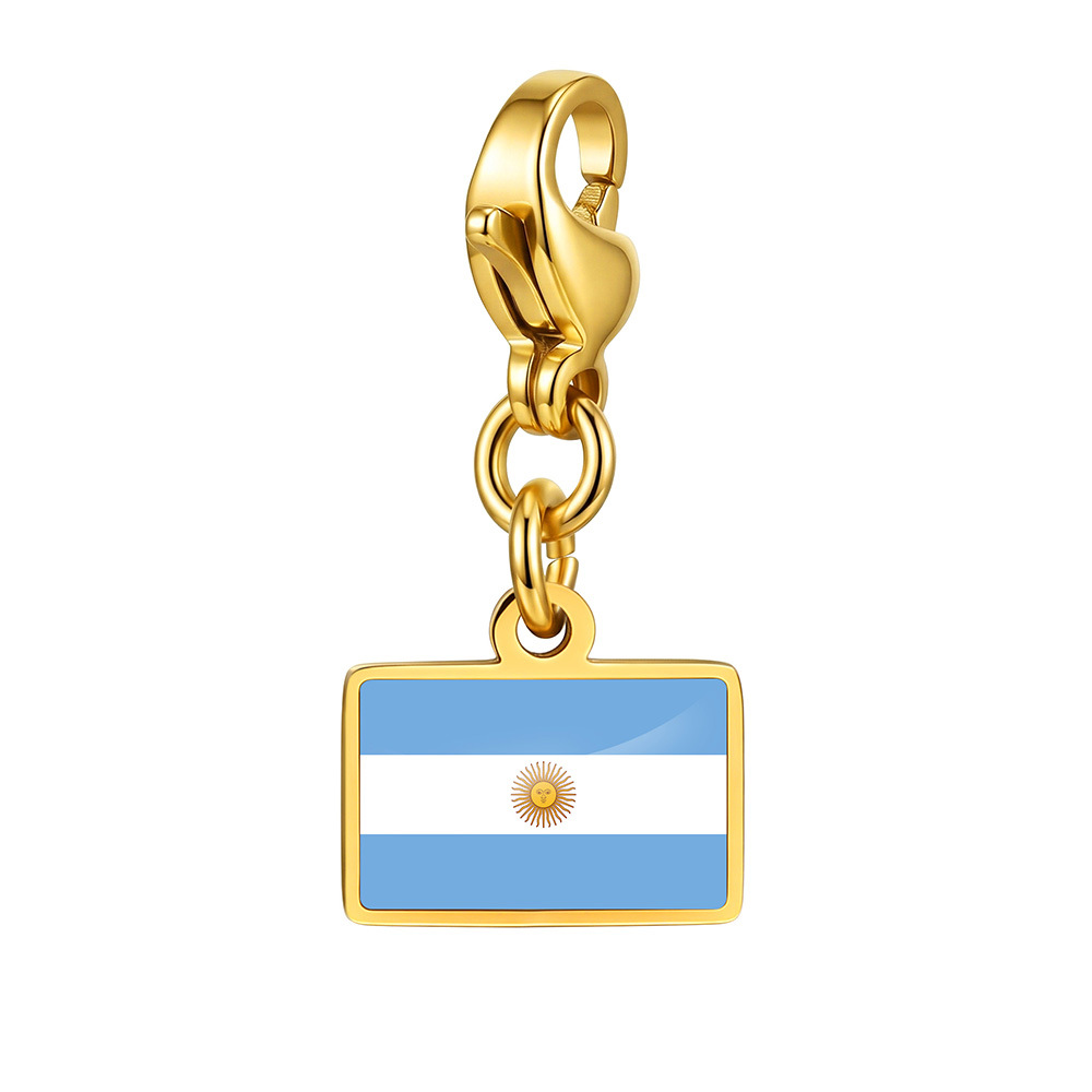 DIY handmade gift decoration accessories, including national flag pendant, lobster clasp pendant, paperclip bracelet, and necklace.