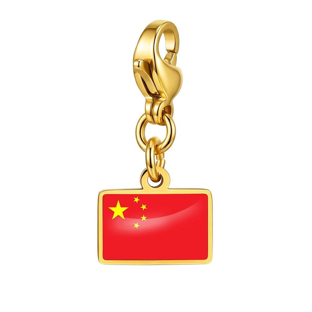 DIY handmade gift decoration accessories, including national flag pendant, lobster clasp pendant, paperclip bracelet, and necklace.