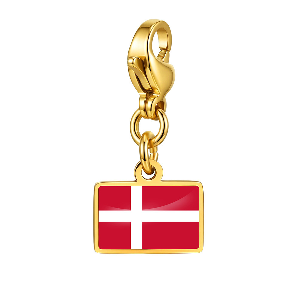 DIY handmade gift decoration accessories, including national flag pendant, lobster clasp pendant, paperclip bracelet, and necklace.