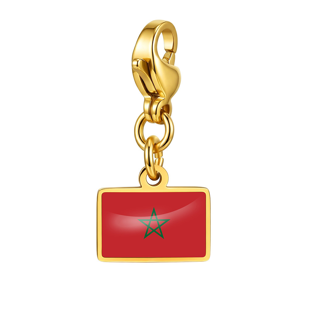 DIY handmade gift decoration accessories, including national flag pendant, lobster clasp pendant, paperclip bracelet, and necklace.