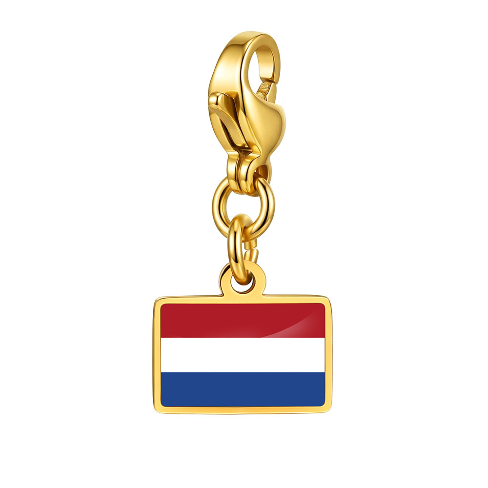 DIY handmade gift decoration accessories, including national flag pendant, lobster clasp pendant, paperclip bracelet, and necklace.