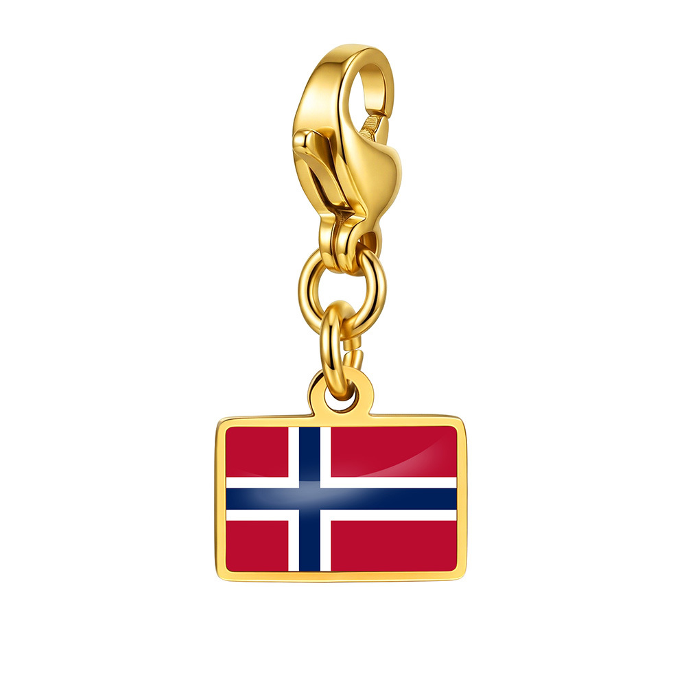 DIY handmade gift decoration accessories, including national flag pendant, lobster clasp pendant, paperclip bracelet, and necklace.