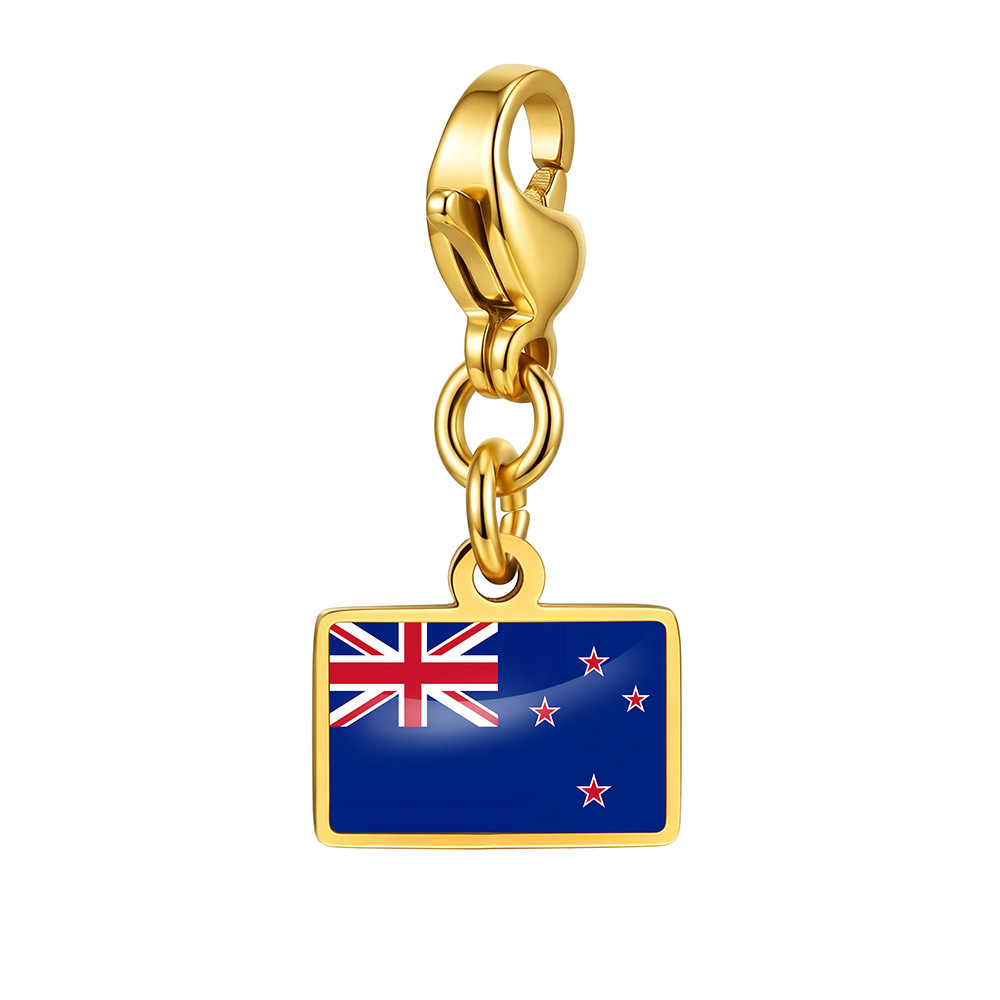 DIY handmade gift decoration accessories, including national flag pendant, lobster clasp pendant, paperclip bracelet, and necklace.