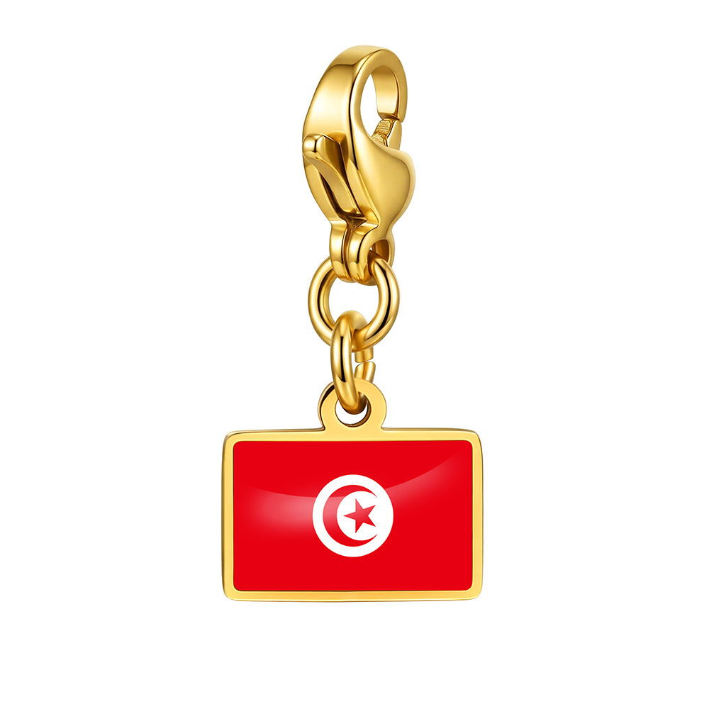 DIY handmade gift decoration accessories, including national flag pendant, lobster clasp pendant, paperclip bracelet, and necklace.