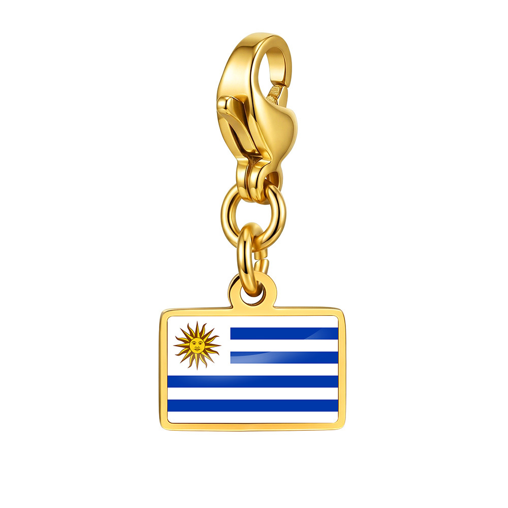 DIY handmade gift decoration accessories, including national flag pendant, lobster clasp pendant, paperclip bracelet, and necklace.