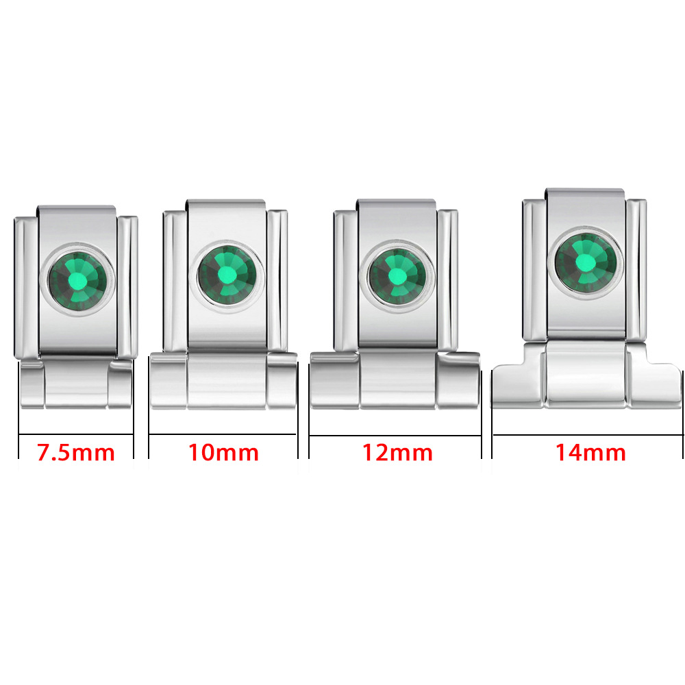 Stainless steel watch band connector, round zircon Italian modular bracelet DIY splicing bracelet tool