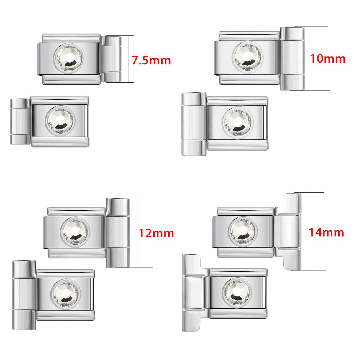 Stainless steel watch band connector, round zircon Italian modular bracelet DIY splicing bracelet tool