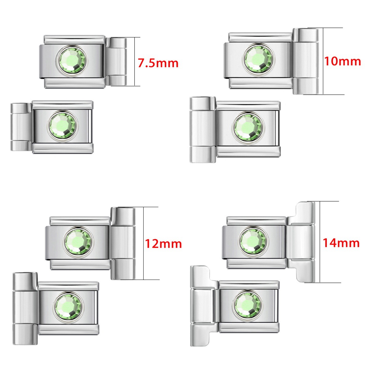 Stainless steel watch band connector, round zircon Italian modular bracelet DIY splicing bracelet tool