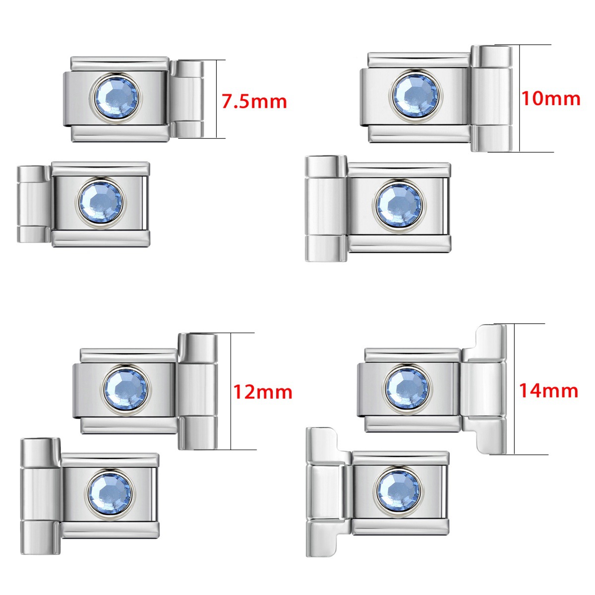 Stainless steel watch band connector, round zircon Italian modular bracelet DIY splicing bracelet tool