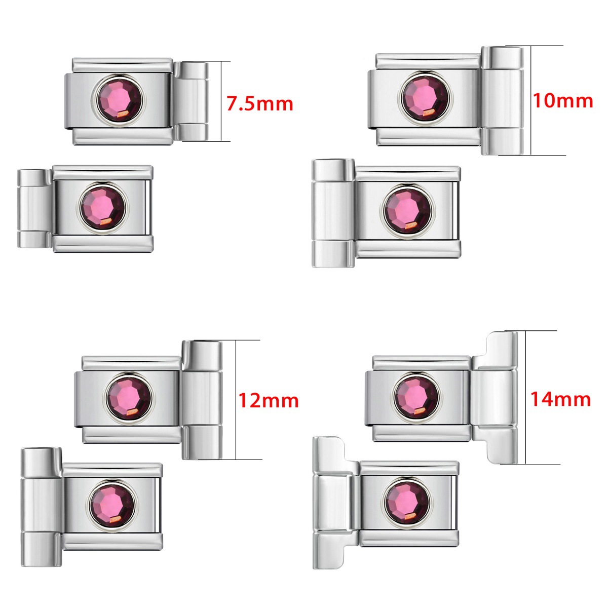 Stainless steel watch band connector, round zircon Italian modular bracelet DIY splicing bracelet tool