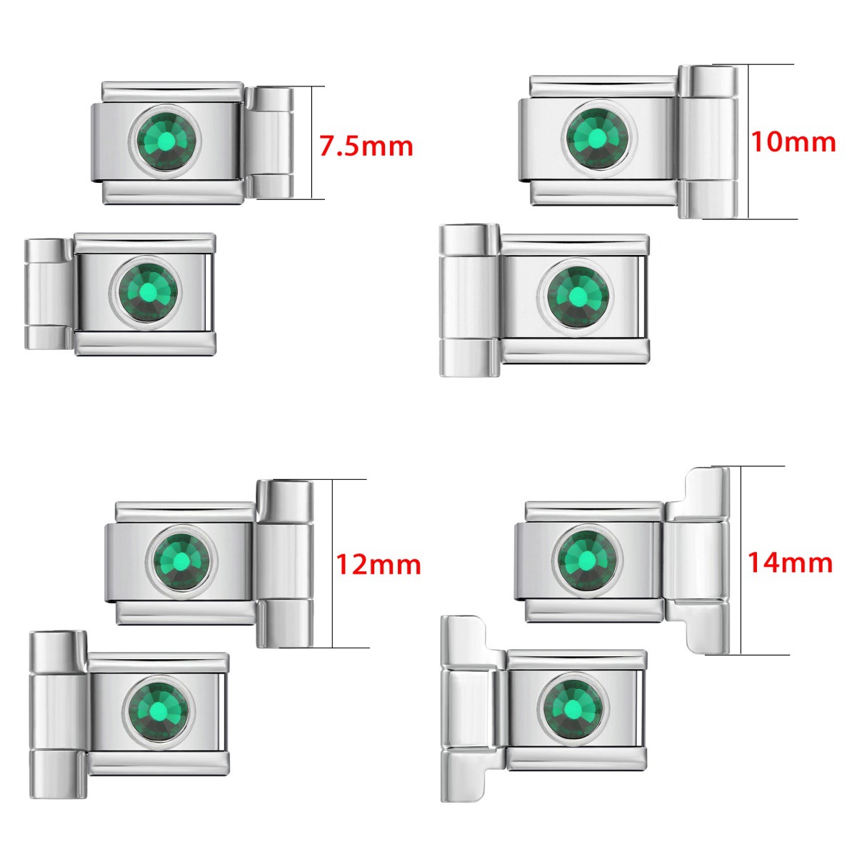 Stainless steel watch band connector, round zircon Italian modular bracelet DIY splicing bracelet tool