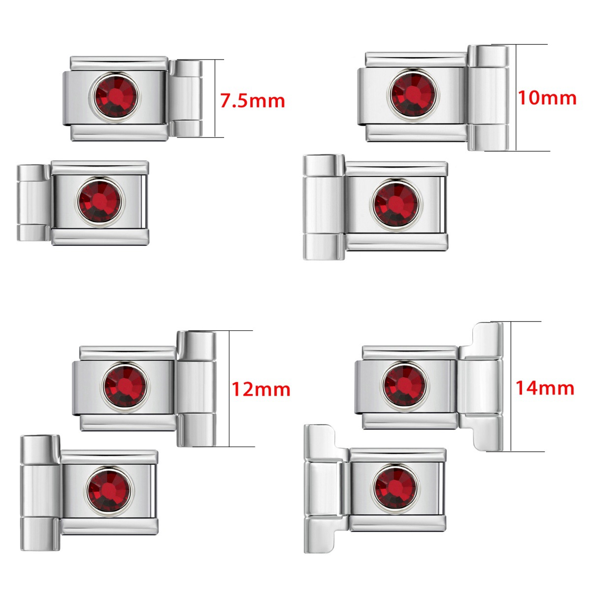 Stainless steel watch band connector, round zircon Italian modular bracelet DIY splicing bracelet tool