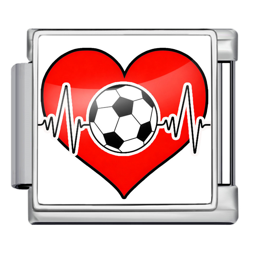 International football pattern modular bracelet, stainless steel, Italian style, DIY detachable watch strap chain/bracelet