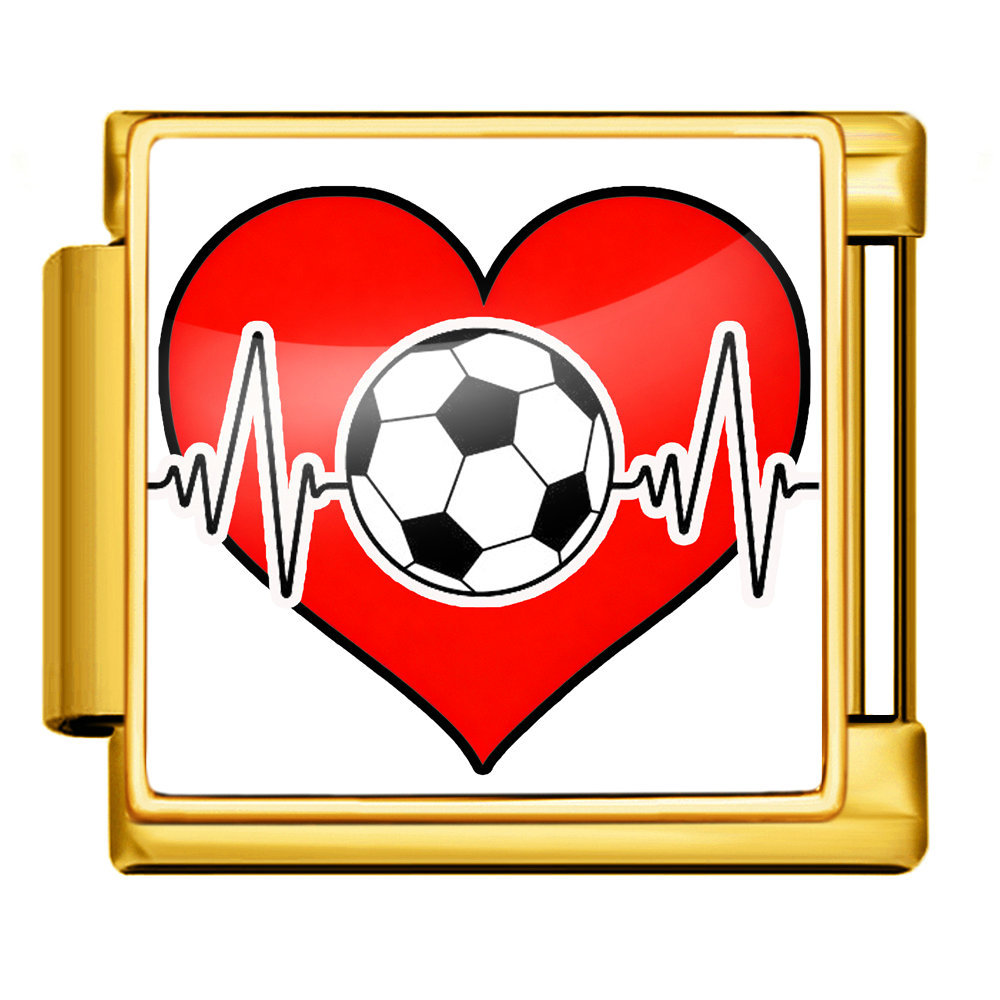 International football pattern modular bracelet, stainless steel, Italian style, DIY detachable watch strap chain/bracelet