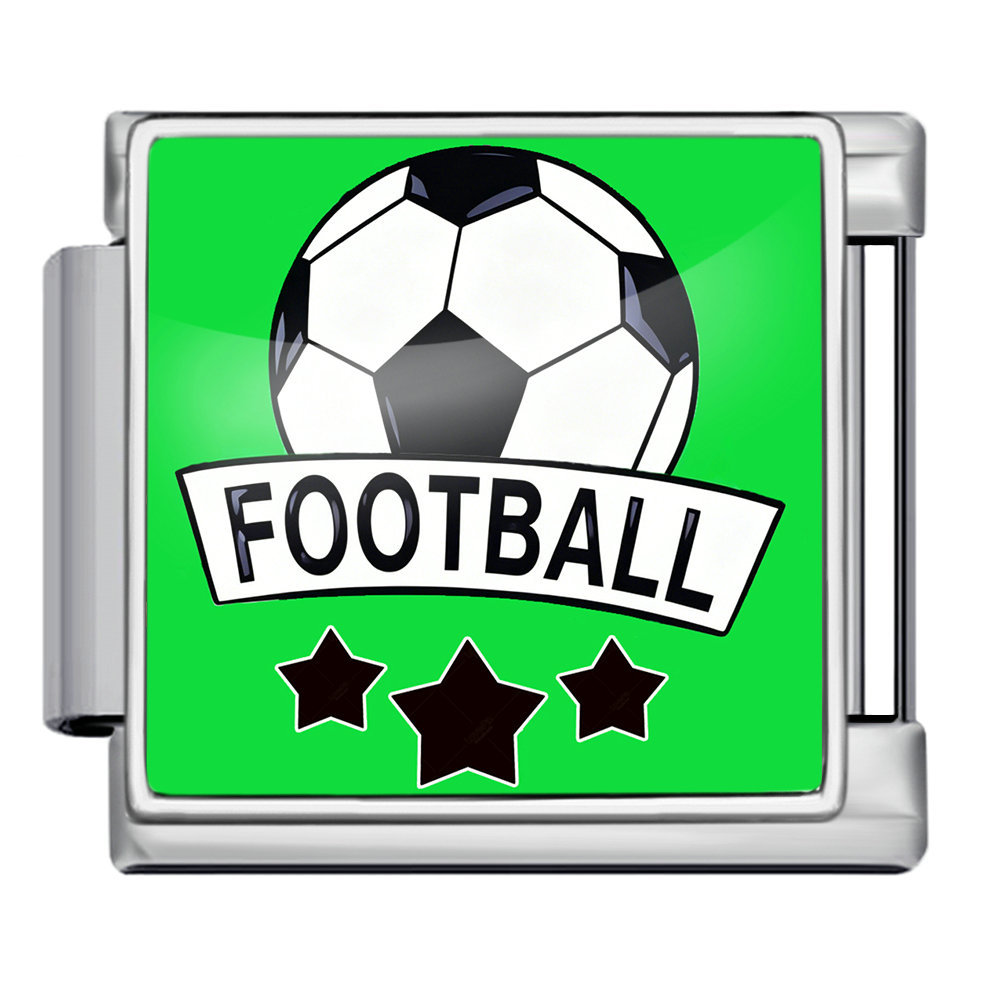 International football pattern modular bracelet, stainless steel, Italian style, DIY detachable watch strap chain/bracelet