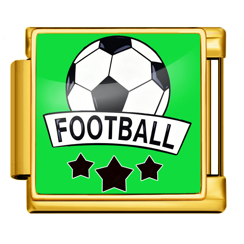 International football pattern modular bracelet, stainless steel, Italian style, DIY detachable watch strap chain/bracelet
