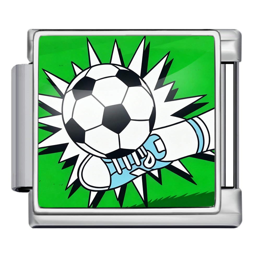 International football pattern modular bracelet, stainless steel, Italian style, DIY detachable watch strap chain/bracelet
