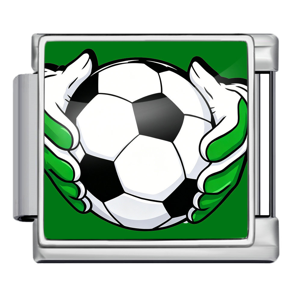 International football pattern modular bracelet, stainless steel, Italian style, DIY detachable watch strap chain/bracelet