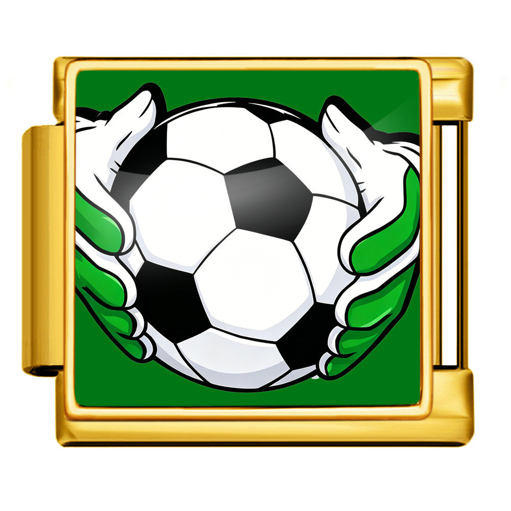 International football pattern modular bracelet, stainless steel, Italian style, DIY detachable watch strap chain/bracelet
