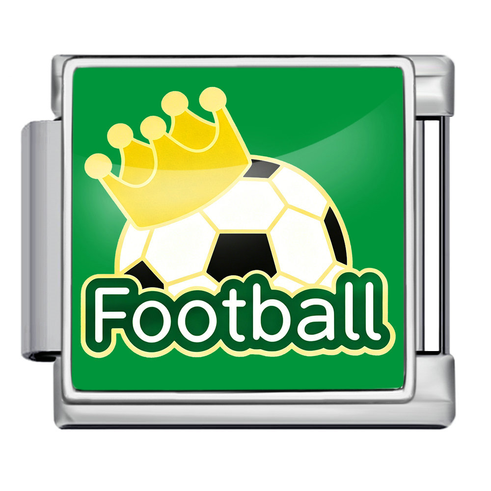 International football pattern modular bracelet, stainless steel, Italian style, DIY detachable watch strap chain/bracelet