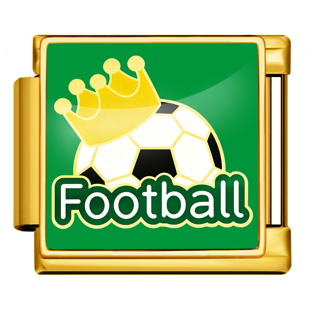 International football pattern modular bracelet, stainless steel, Italian style, DIY detachable watch strap chain/bracelet