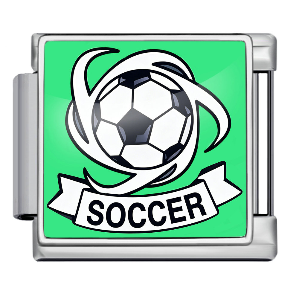 International football pattern modular bracelet, stainless steel, Italian style, DIY detachable watch strap chain/bracelet