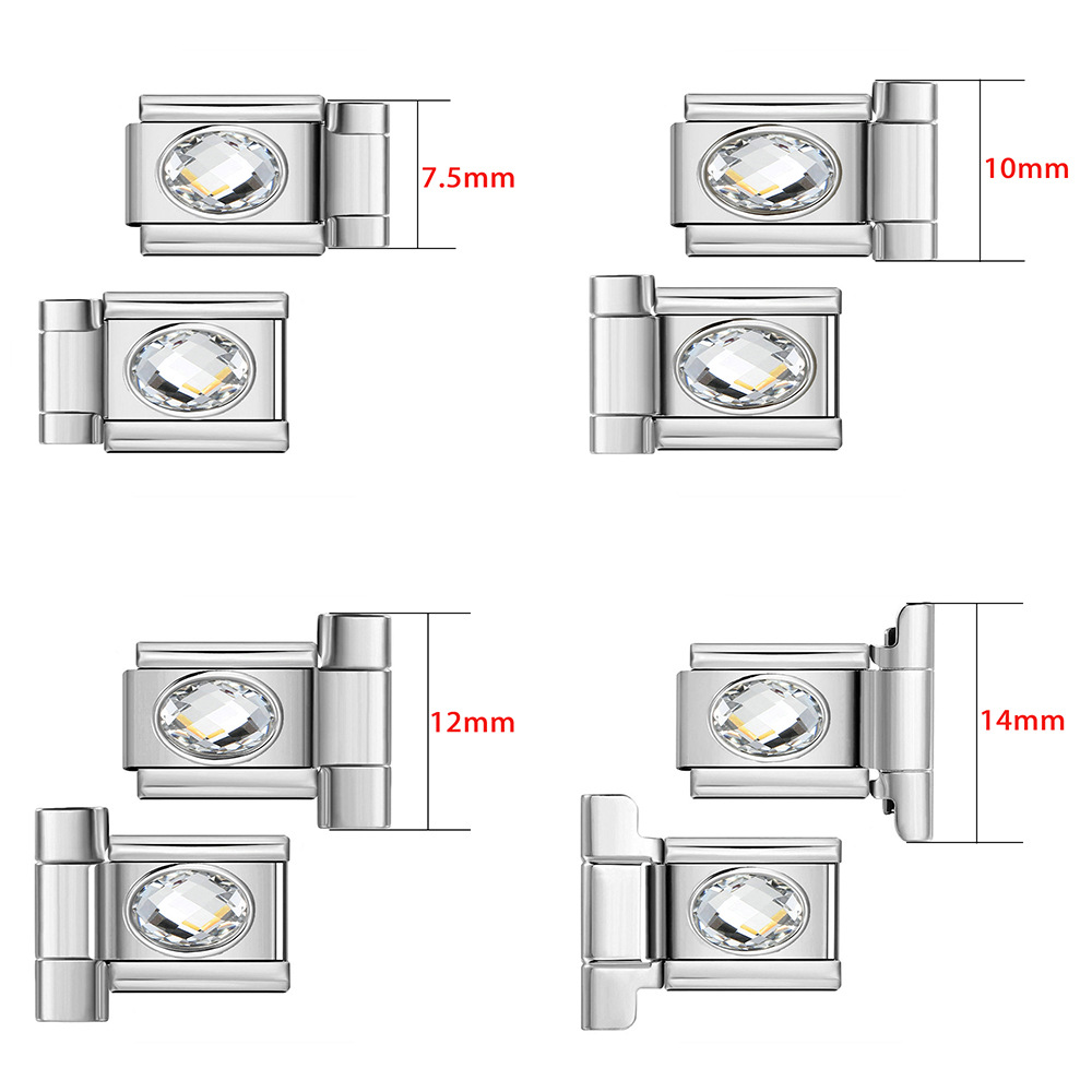 Oval Zircon Stainless Steel Watch Strap Connector, Italian Modular Bracelet DIY Assembly Tool