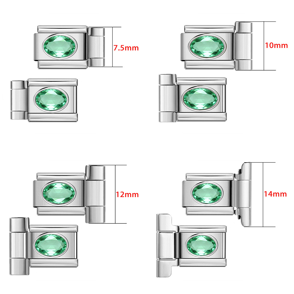 Oval Zircon Stainless Steel Watch Strap Connector, Italian Modular Bracelet DIY Assembly Tool
