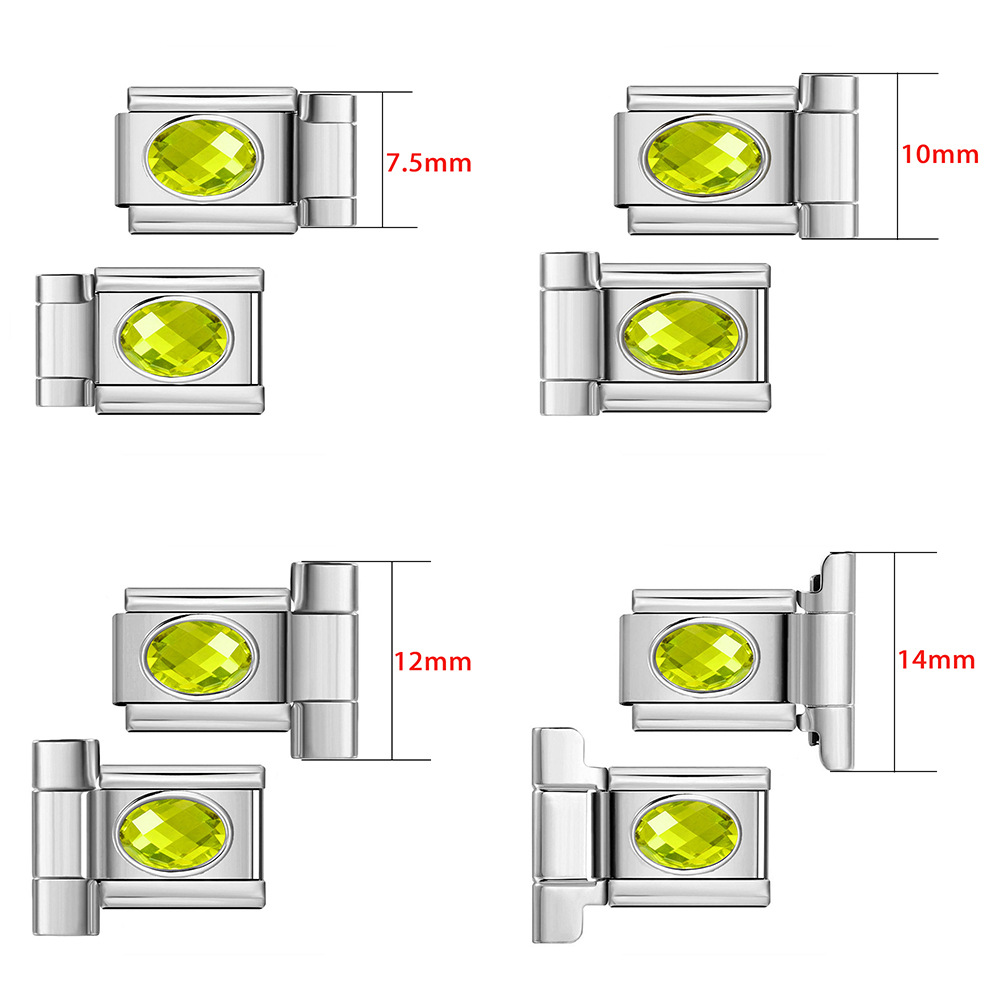 Oval Zircon Stainless Steel Watch Strap Connector, Italian Modular Bracelet DIY Assembly Tool