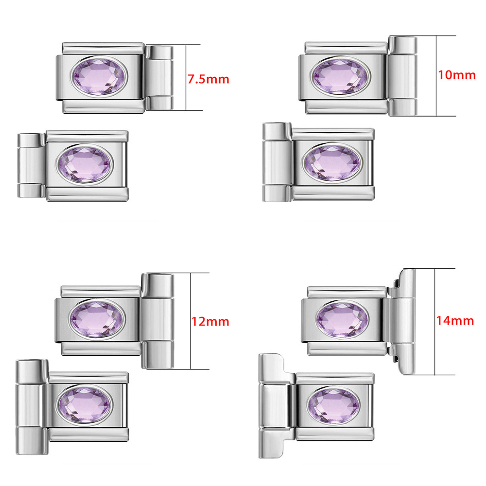 Oval Zircon Stainless Steel Watch Strap Connector, Italian Modular Bracelet DIY Assembly Tool