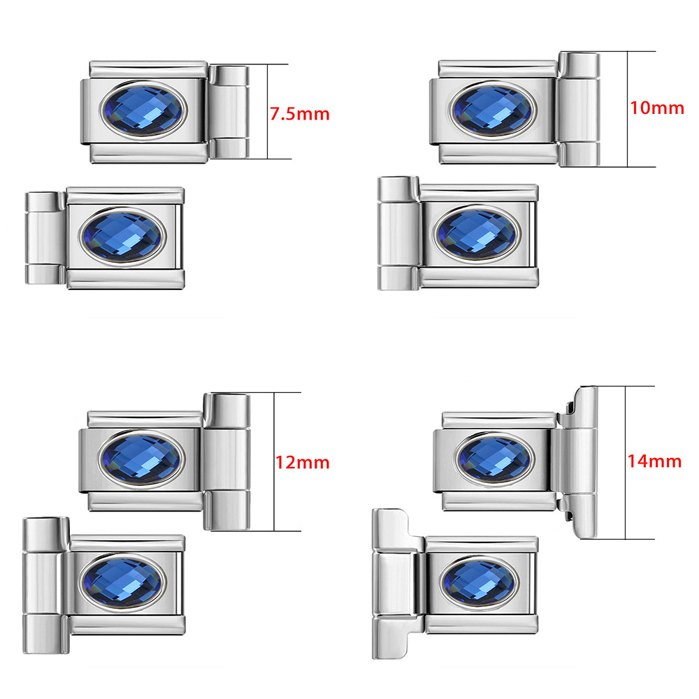 Oval Zircon Stainless Steel Watch Strap Connector, Italian Modular Bracelet DIY Assembly Tool