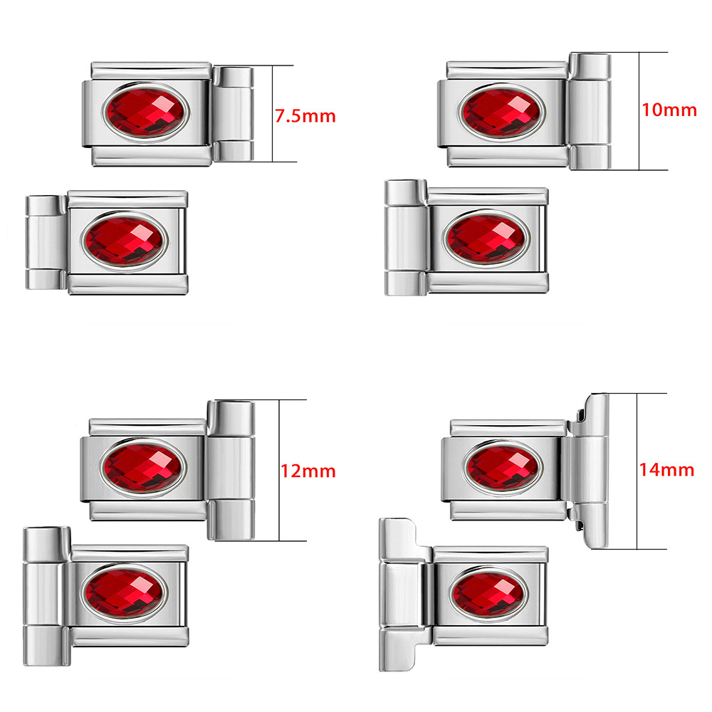 Oval Zircon Stainless Steel Watch Strap Connector, Italian Modular Bracelet DIY Assembly Tool
