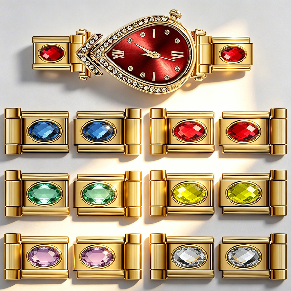 Multi-size oval zircon connector gold Italian modular bracelet DIY accessory