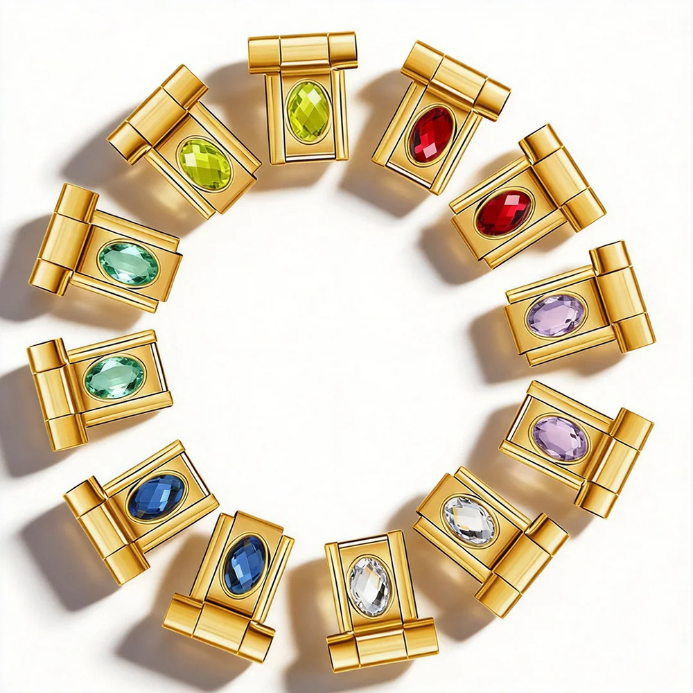 Multi-size oval zircon connector gold Italian modular bracelet DIY accessory