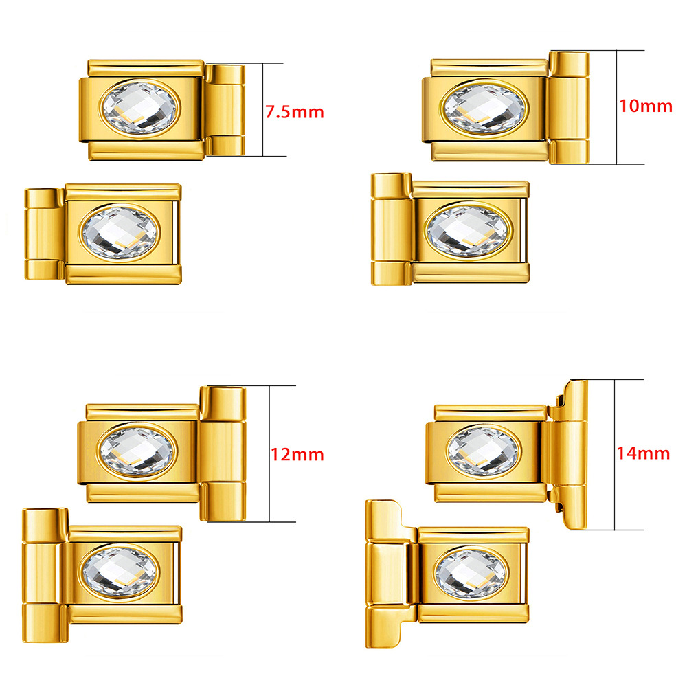 Multi-size oval zircon connector gold Italian modular bracelet DIY accessory