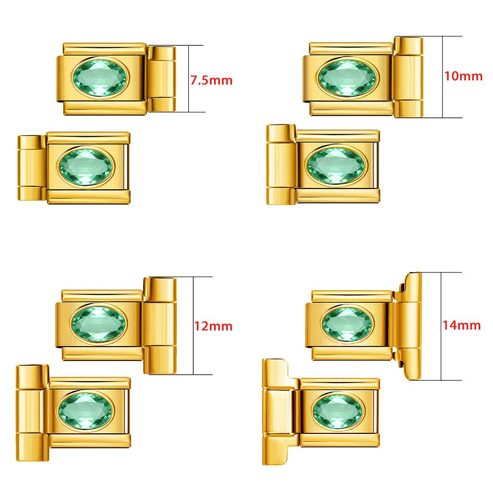 Multi-size oval zircon connector gold Italian modular bracelet DIY accessory