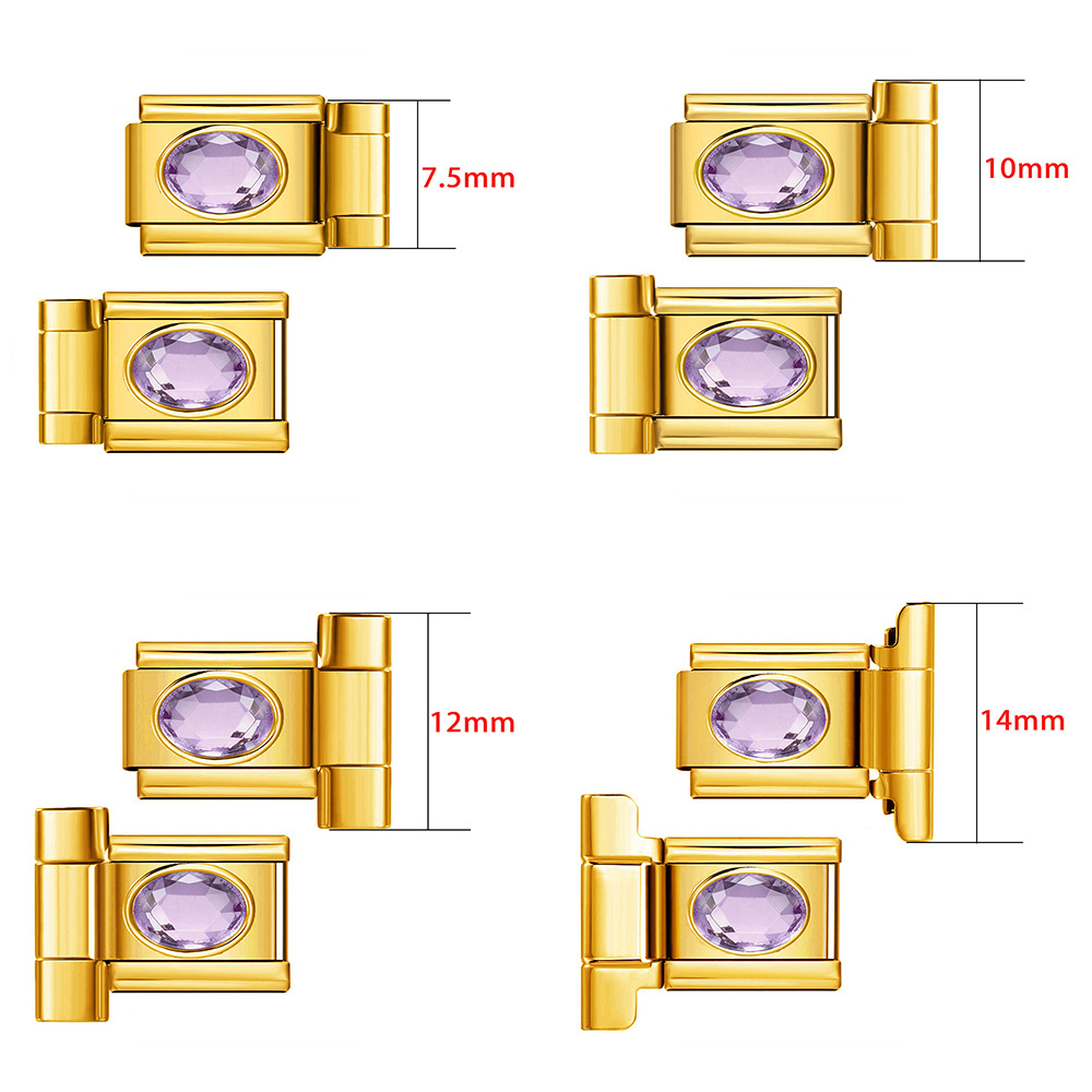 Multi-size oval zircon connector gold Italian modular bracelet DIY accessory
