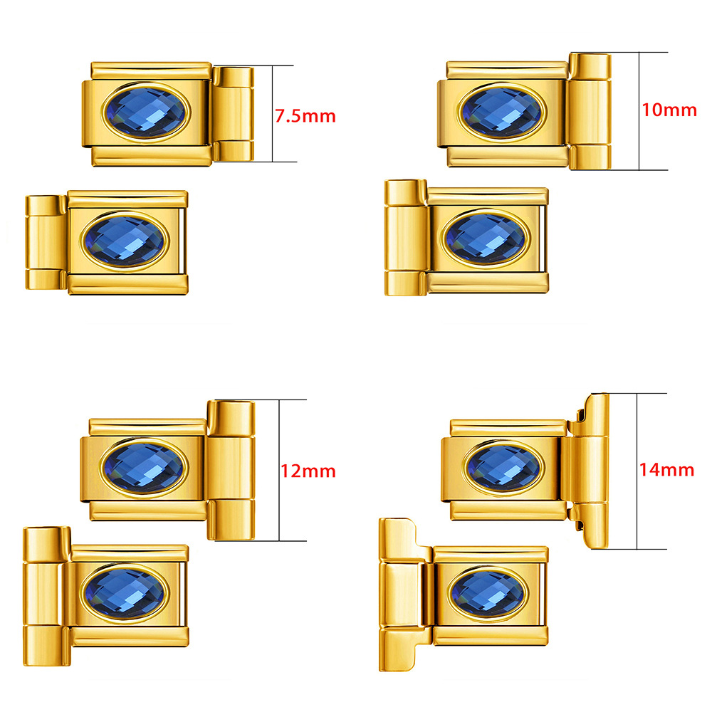 Multi-size oval zircon connector gold Italian modular bracelet DIY accessory