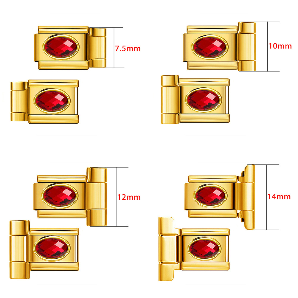 Multi-size oval zircon connector gold Italian modular bracelet DIY accessory