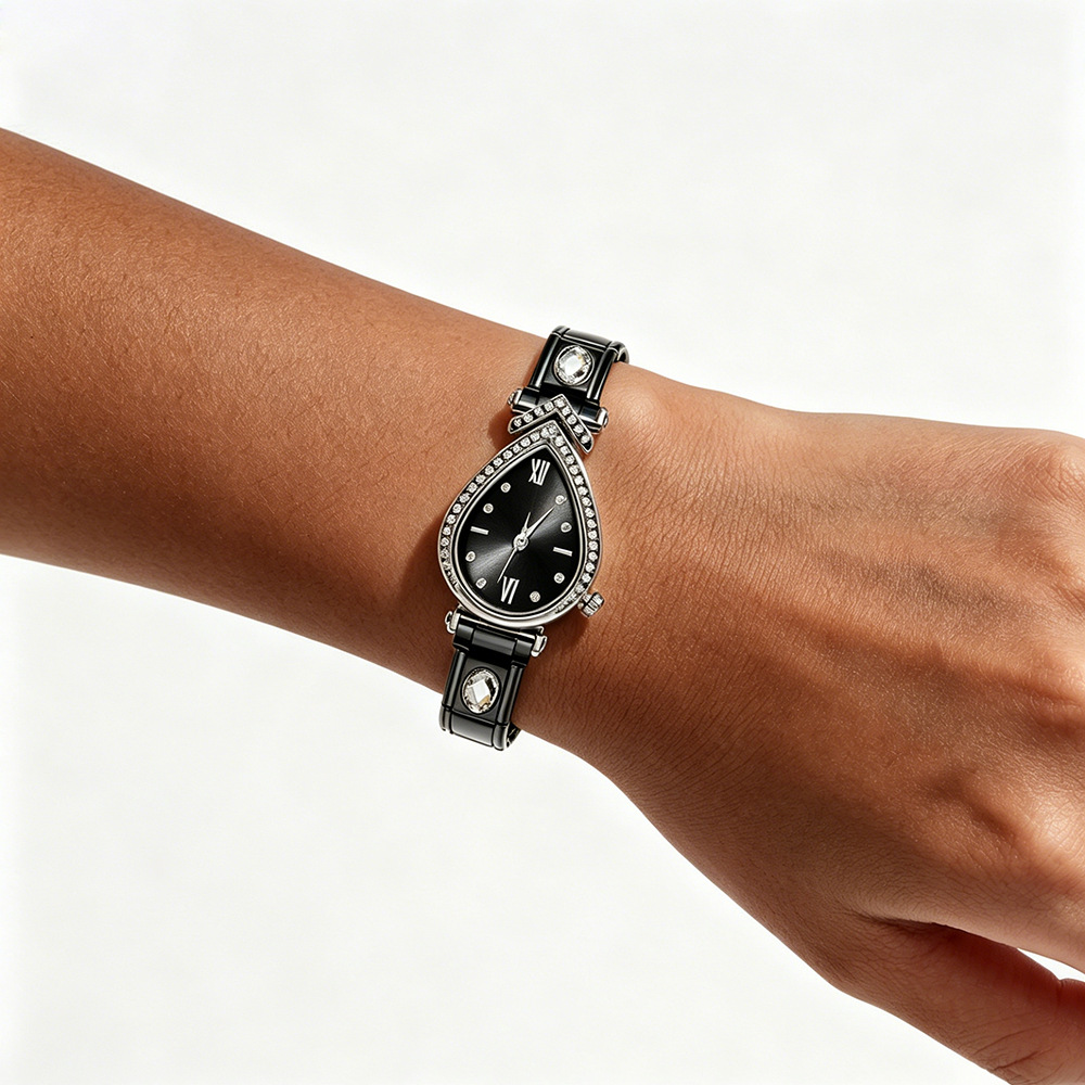 Black stainless steel oval zircon connector, multi-size Italian module bracelet DIY accessory